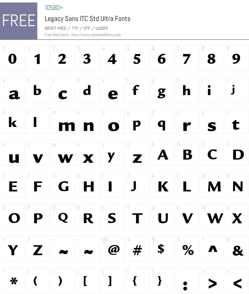 Legacy Sans ITC Std Font Screenshots