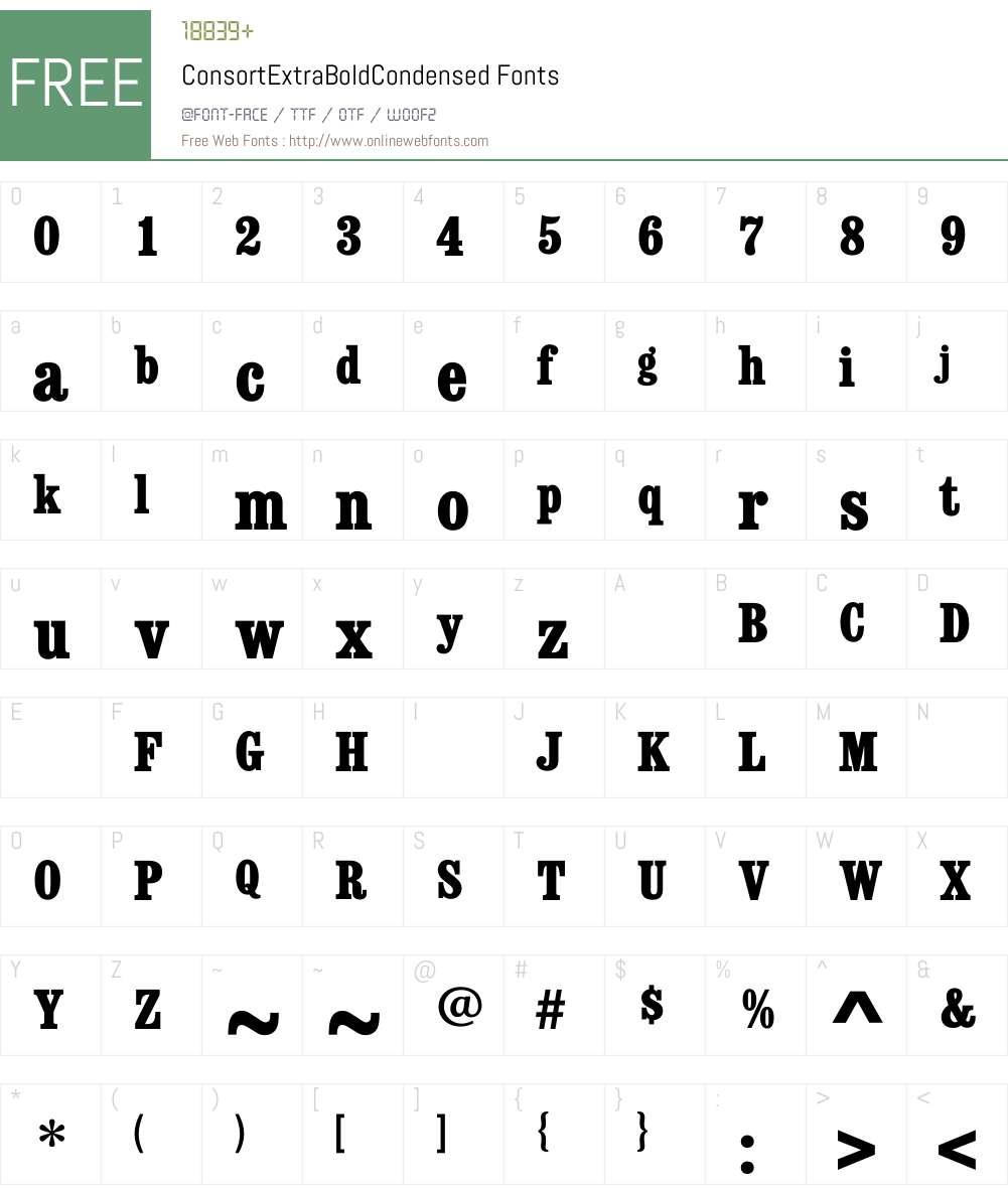 ConsortExtraBoldCondensed Font Screenshots