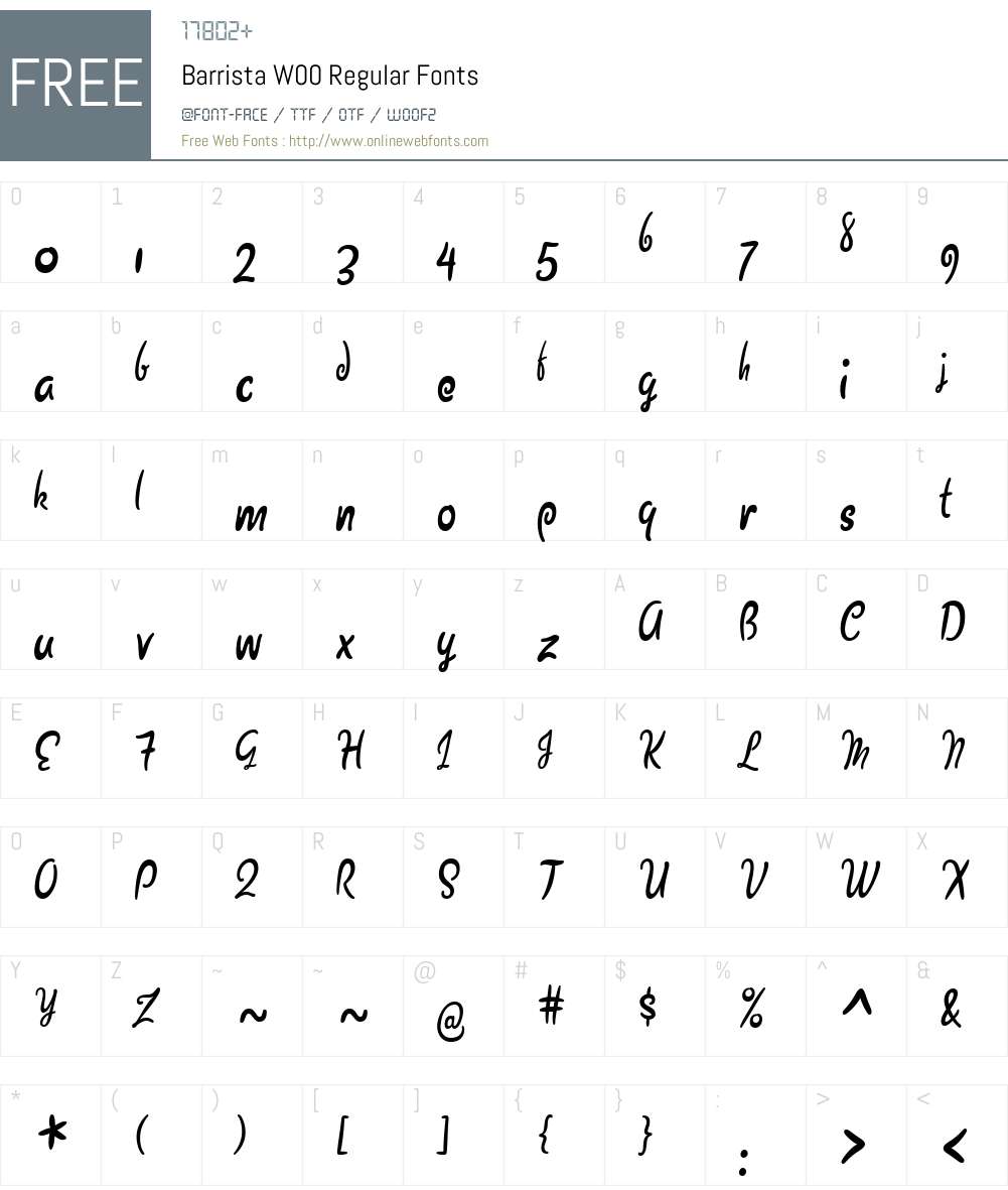 BarristaW00-Regular Font Screenshots