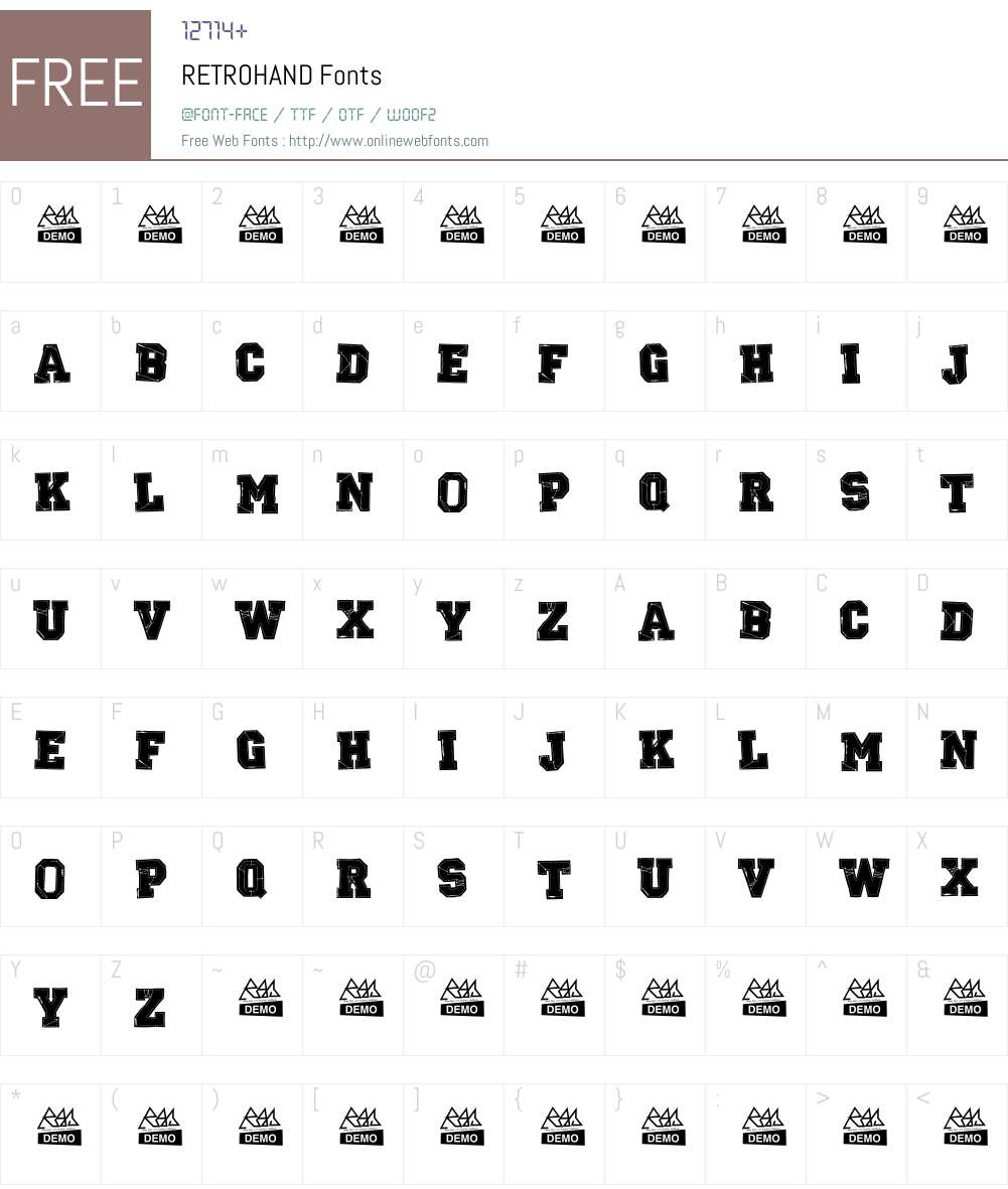 RETROHAND Font Screenshots