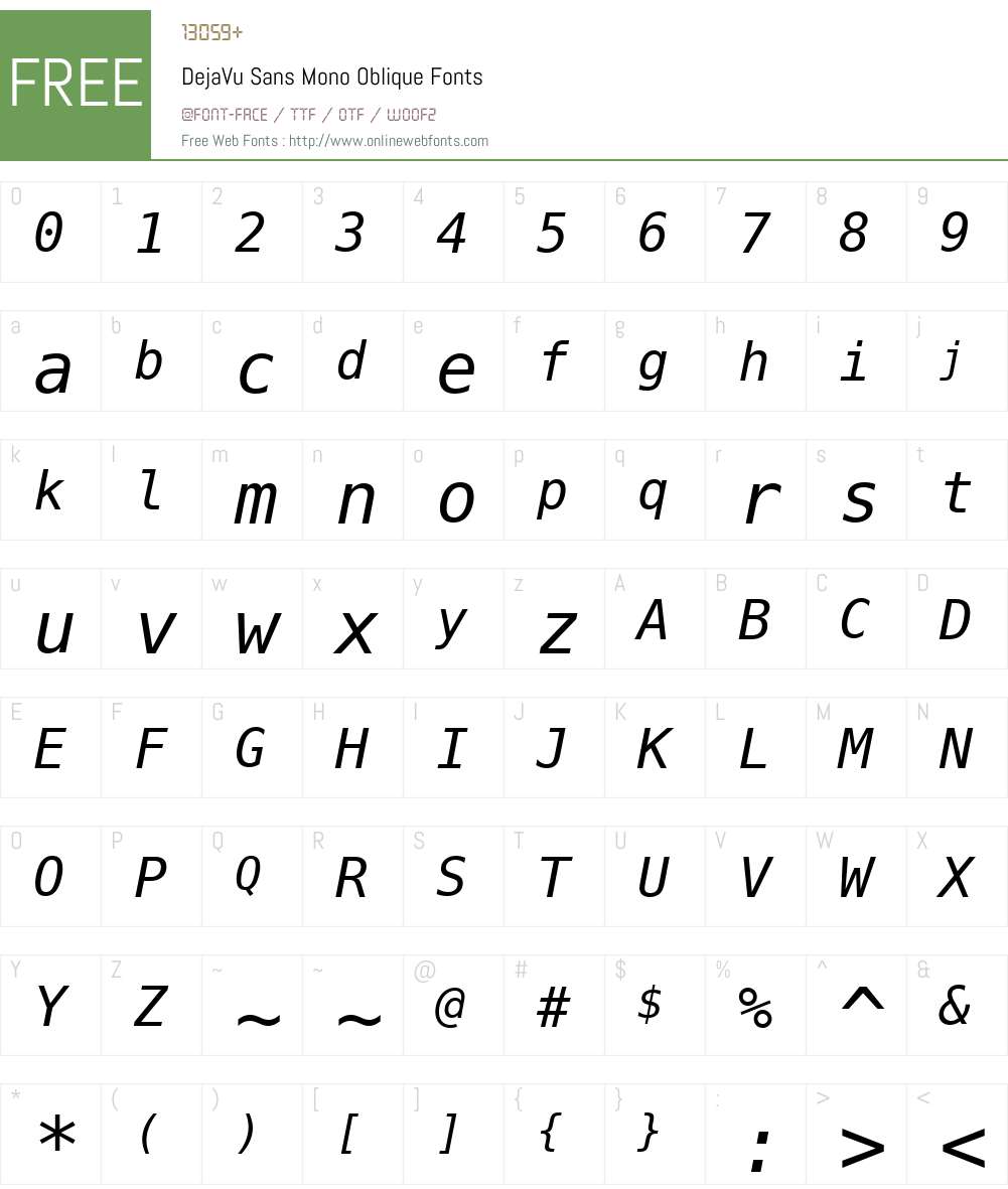 DejaVu Sans Mono Font Screenshots