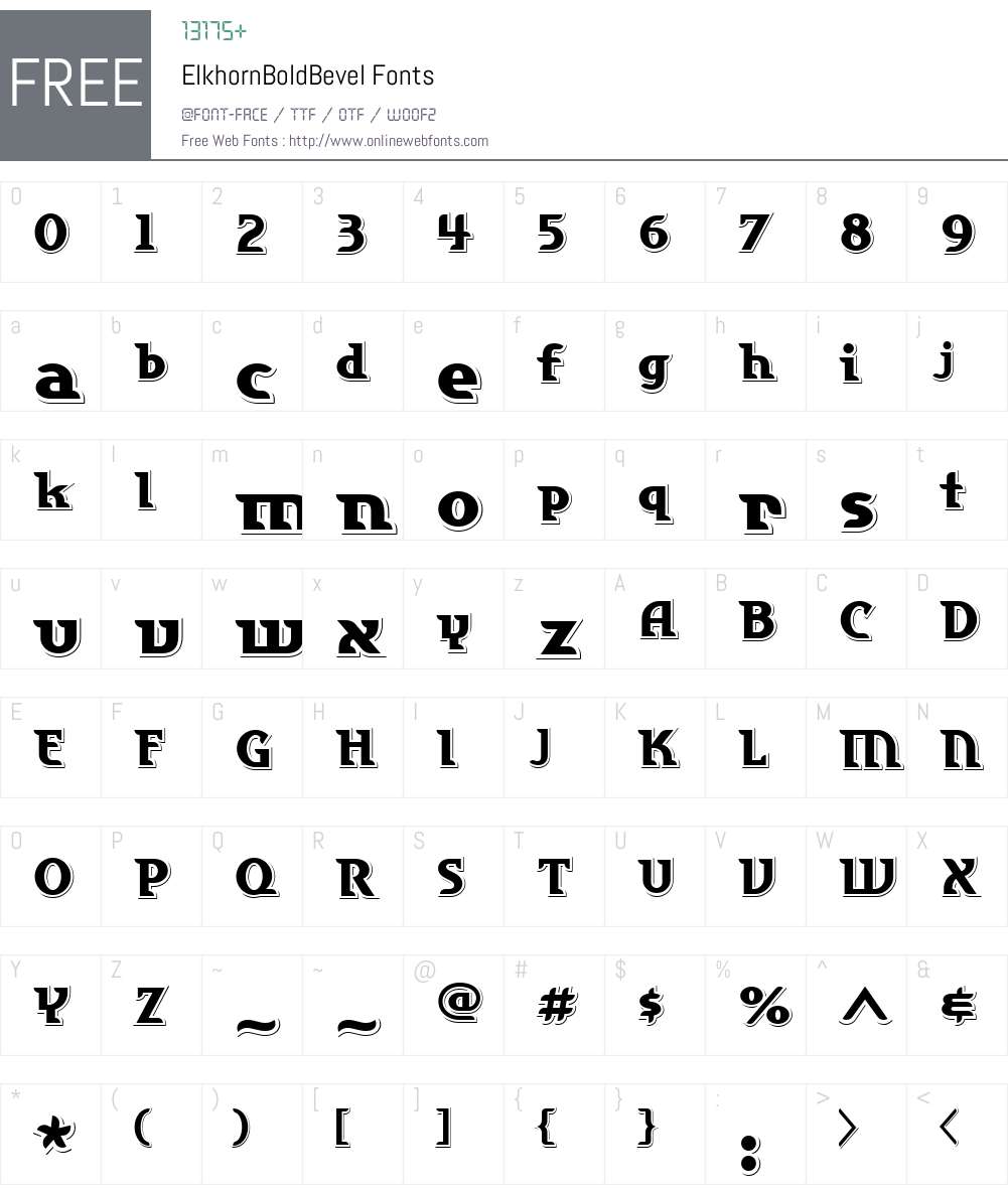 ElkhornW00-BdBevel Font Screenshots
