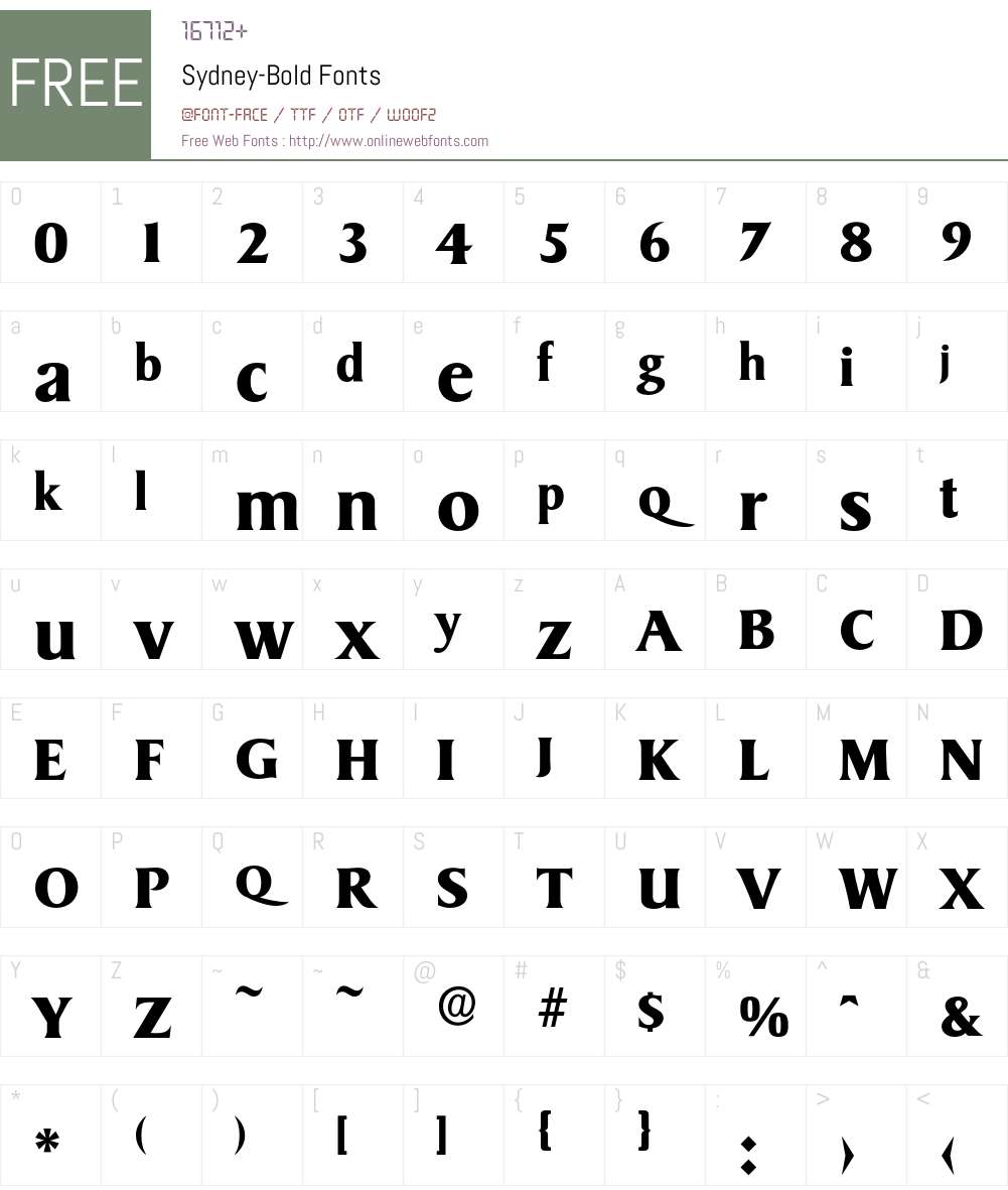 Sydney-Bold Font Screenshots