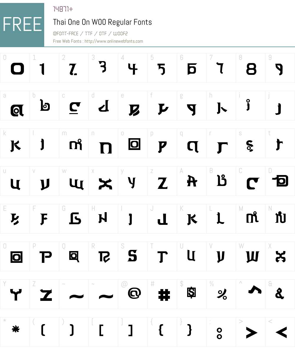 ThaiOneOnW00-Regular Font Screenshots