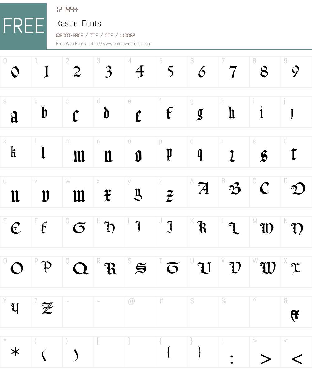 Kastiel Font Screenshots