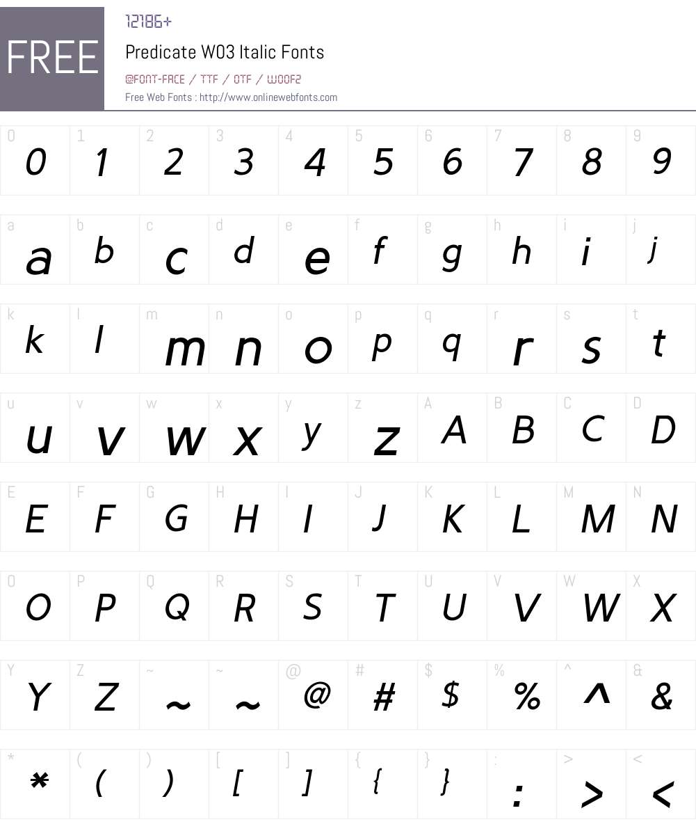 PredicateW03-Italic Font Screenshots