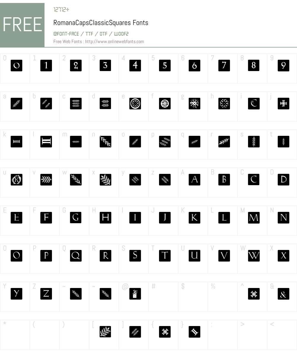 RomanaCapsClassicSquares Font Screenshots