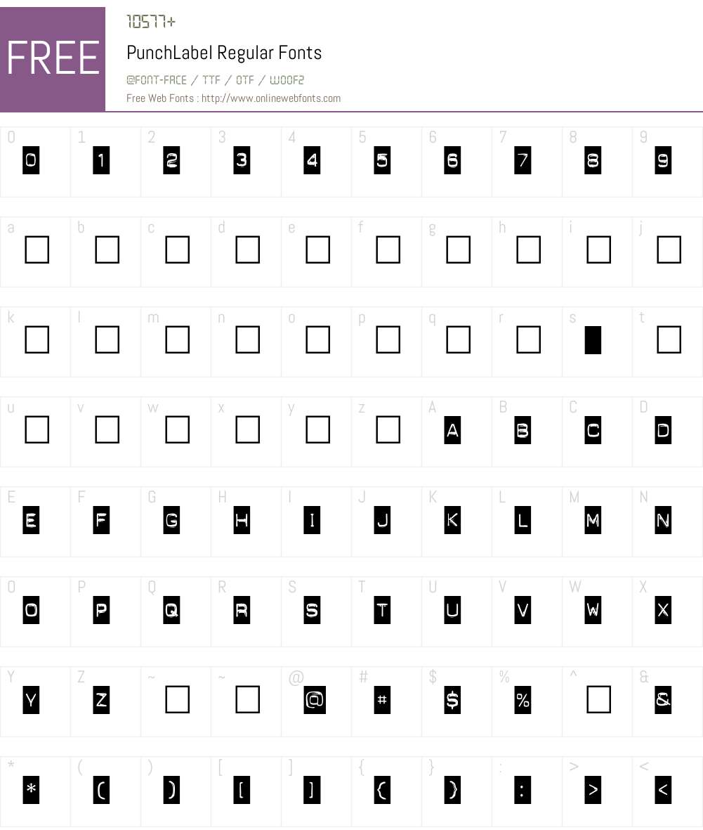 PunchLabel Font Screenshots