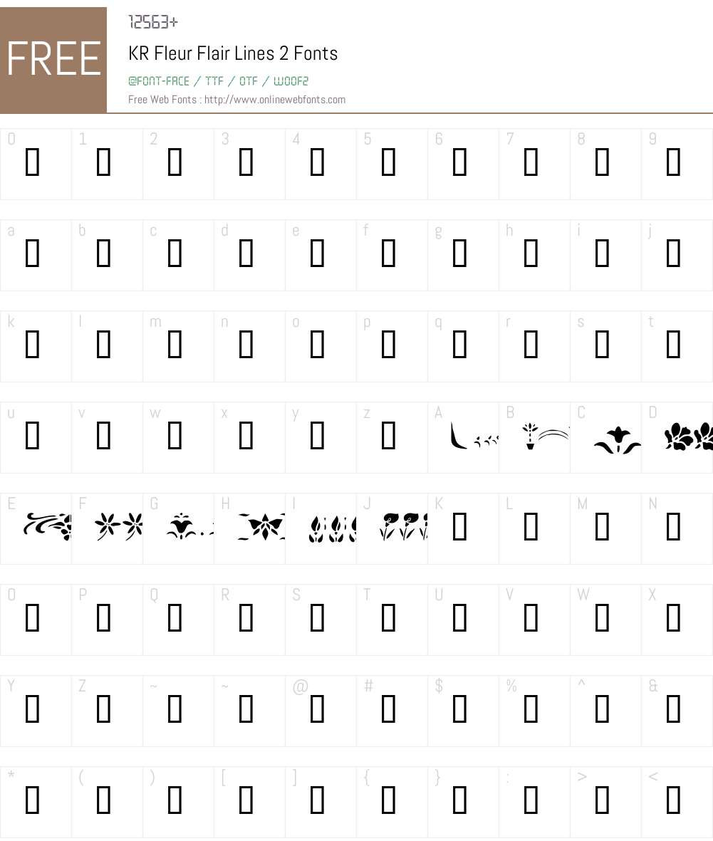 KR Fleur Flair Lines 2 Font Screenshots