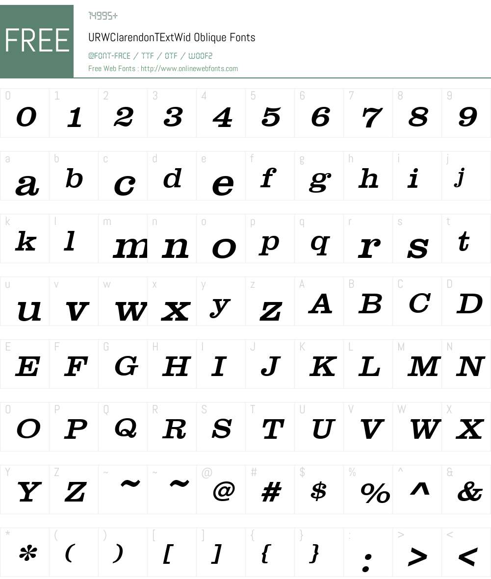 URWClarendonTExtWid Font Screenshots