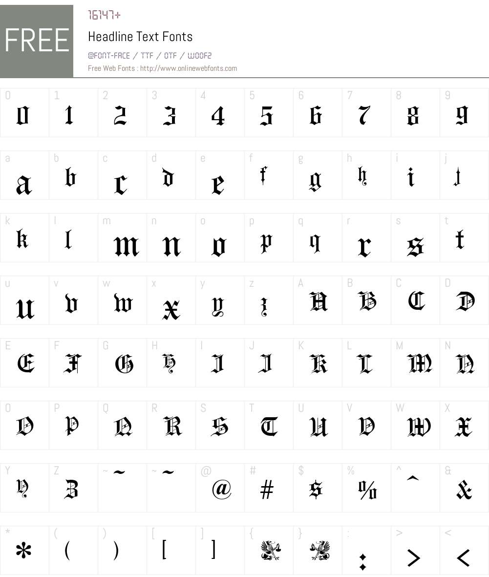 Headline Text Font Screenshots