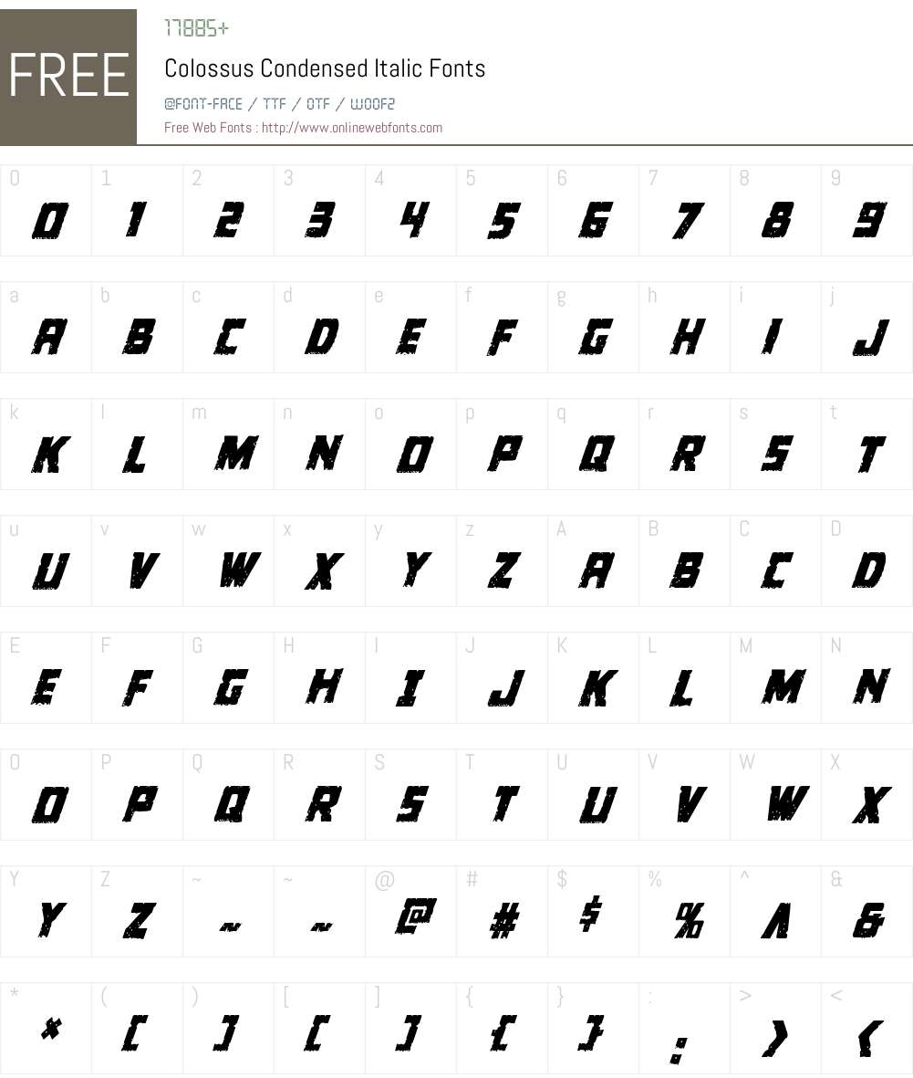 Colossus Condensed Italic Font Screenshots