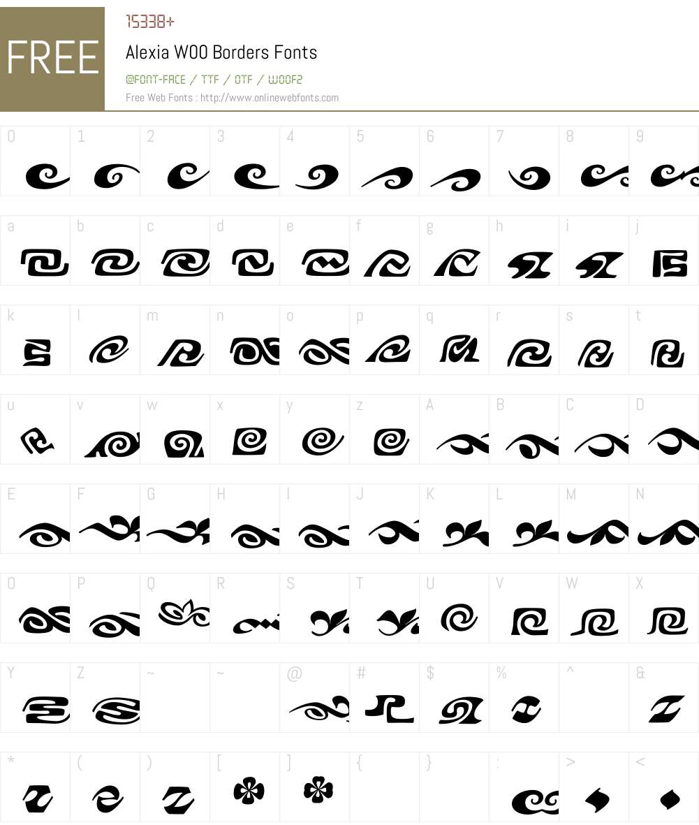 AlexiaW00-Borders Font Screenshots