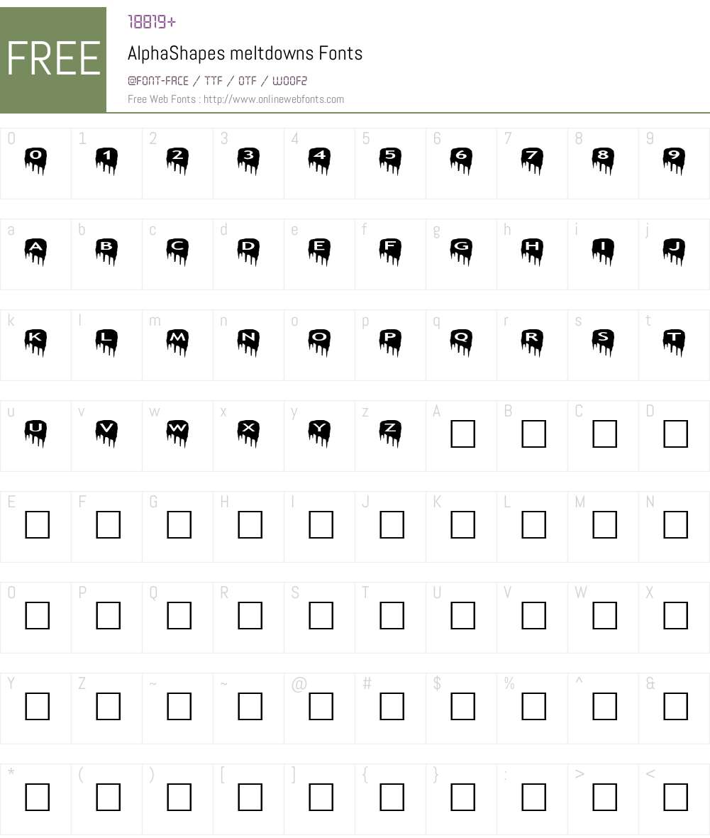 AlphaShapes meltdowns Font Screenshots