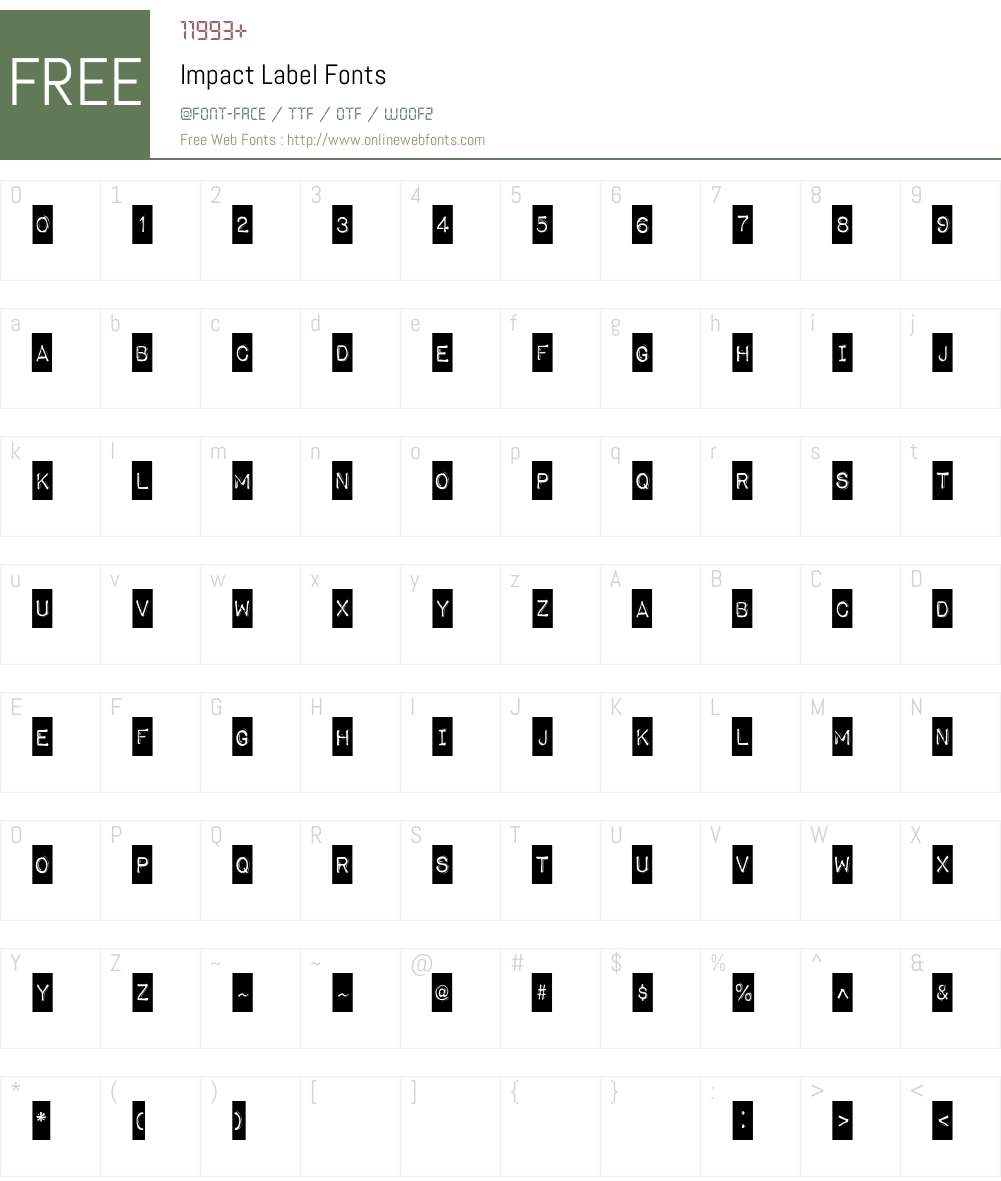Impact Label Font Screenshots
