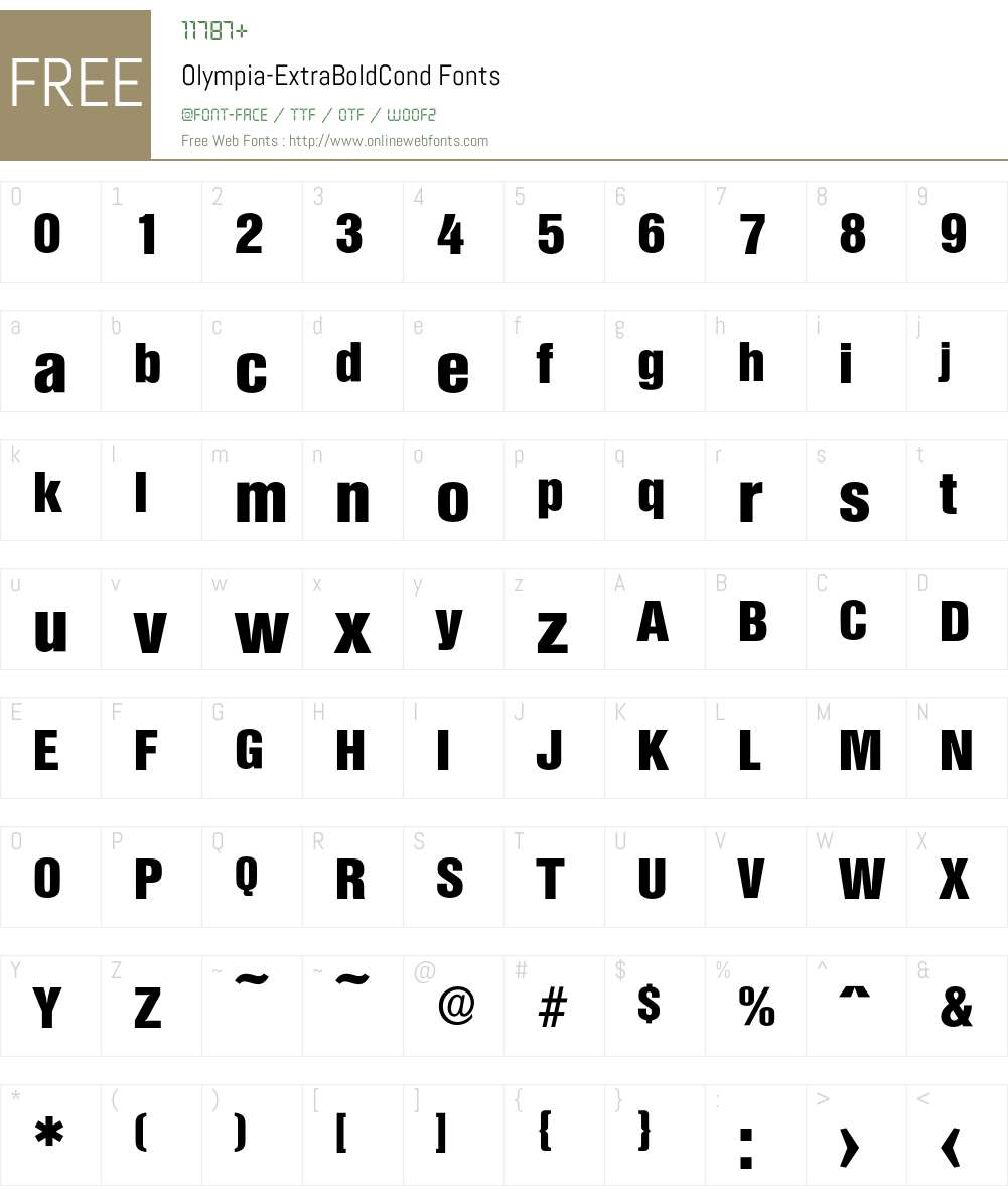 Olympia-ExtraBoldCond Font Screenshots