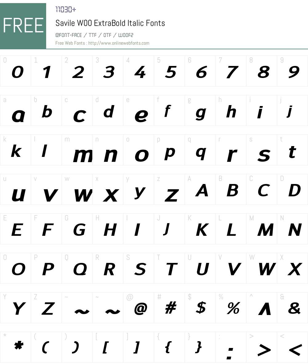 SavileW00-ExtraBoldItalic Font Screenshots