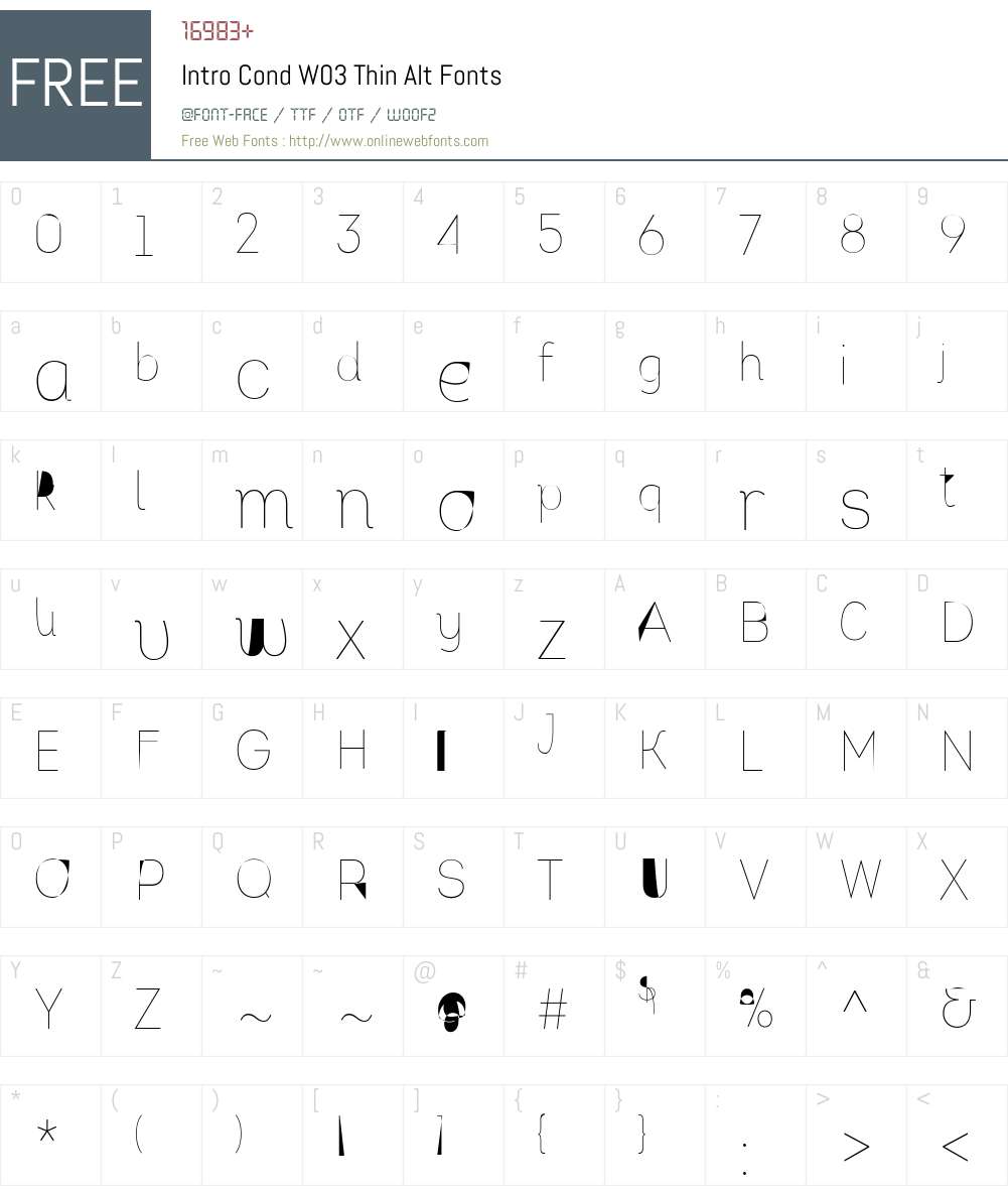 IntroCondW03-ThinAlt Font Screenshots