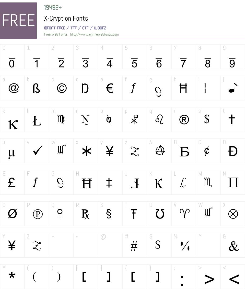 X-Cryption Font Screenshots