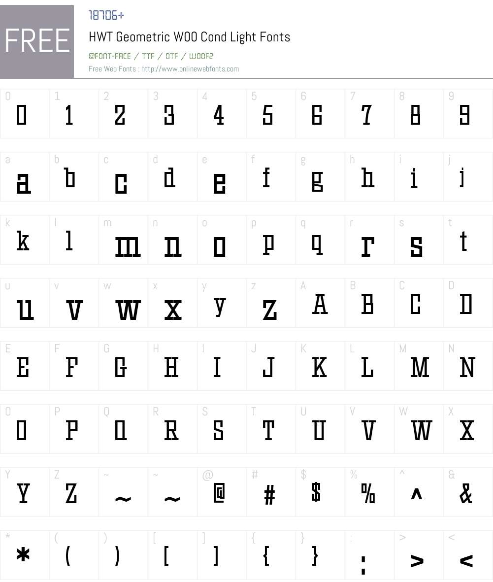 HWT Geometric Font Screenshots