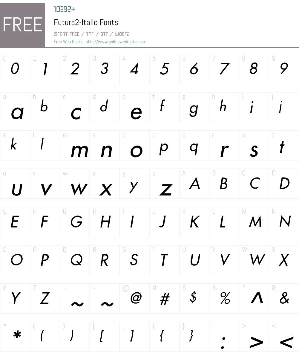 Futura2-Italic Font Screenshots