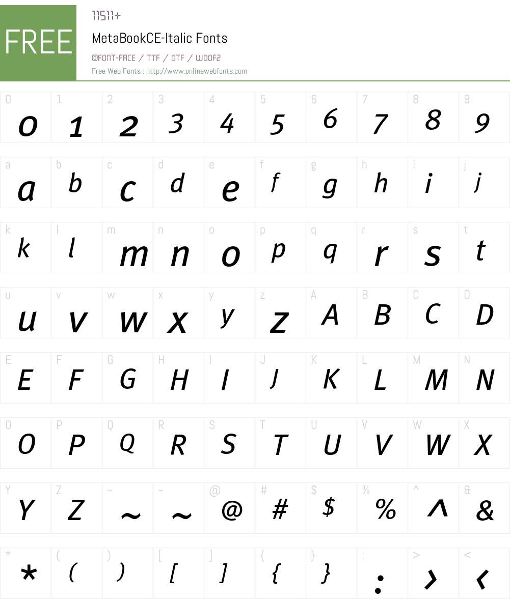 MetaBookCE Font Screenshots