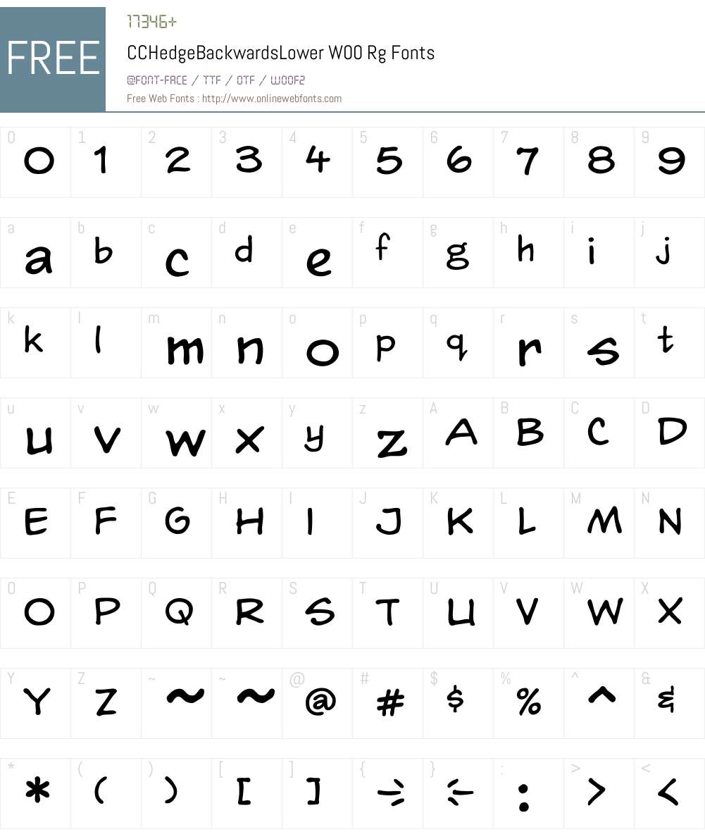 CCHedgeBackwardsLowerW00 Font Screenshots