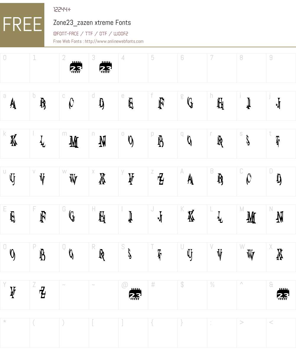 Zone23_zazen xtreme Font Screenshots