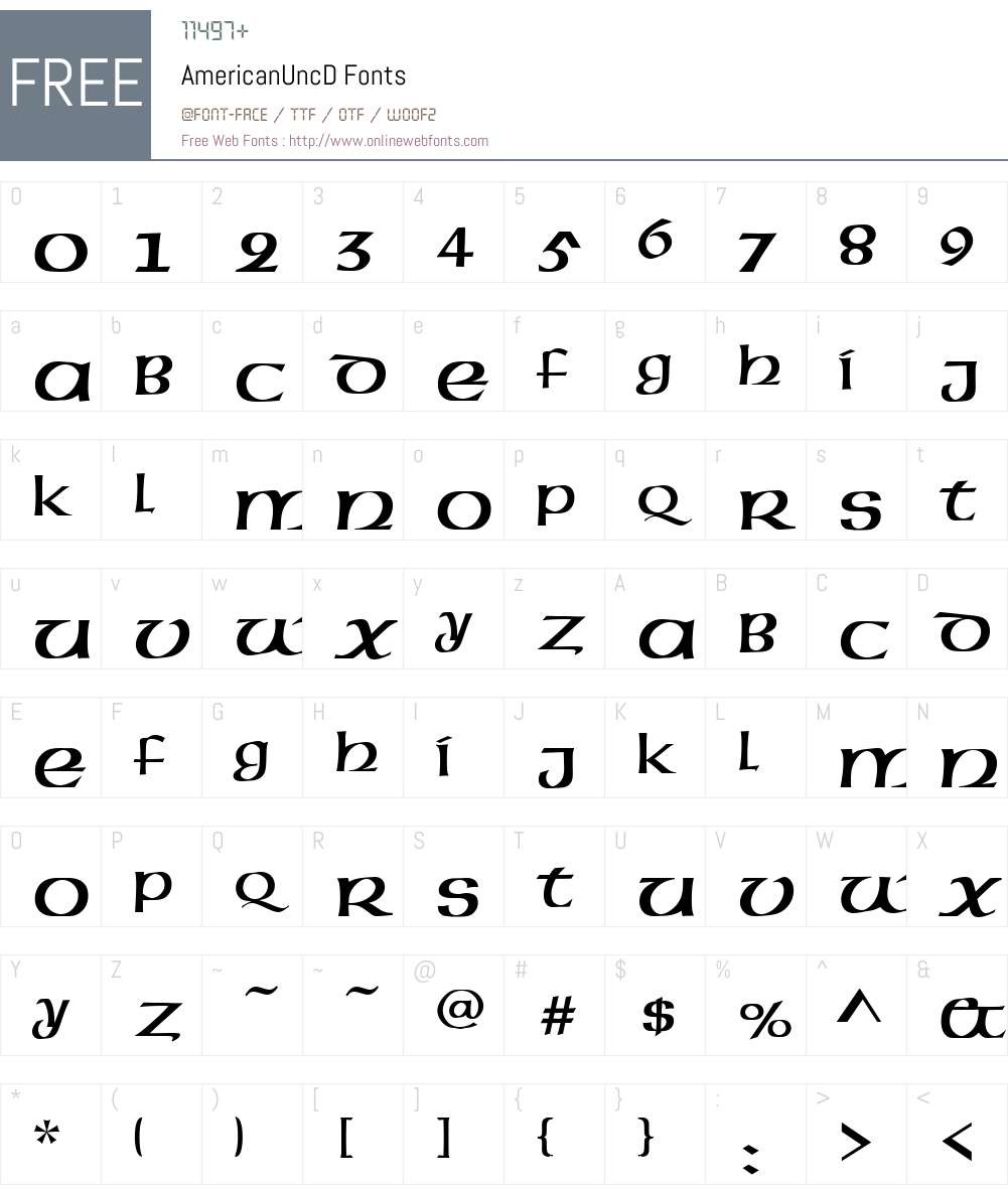 AmericanUncD Font Screenshots