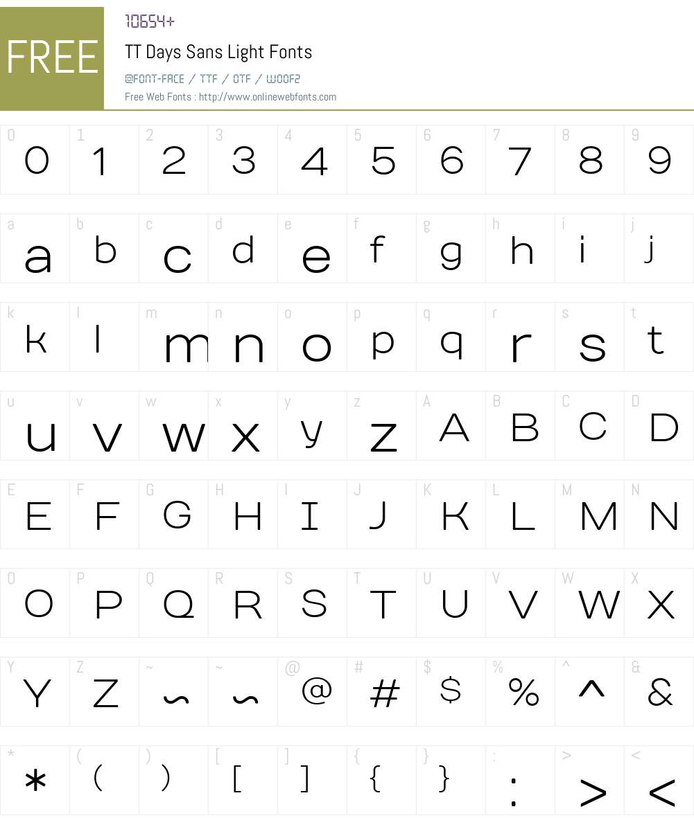 TTDaysSans-Light Font Screenshots