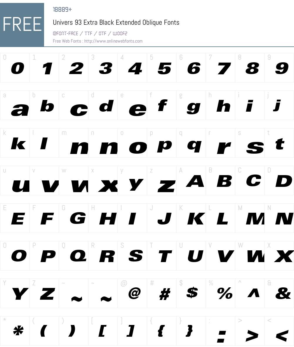 Univers Font Screenshots
