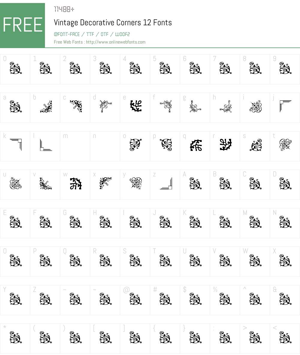 Vintage Decorative Corners 12 Font Screenshots