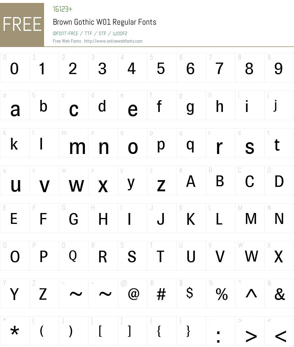 BrownGothicW01-Regular Font Screenshots