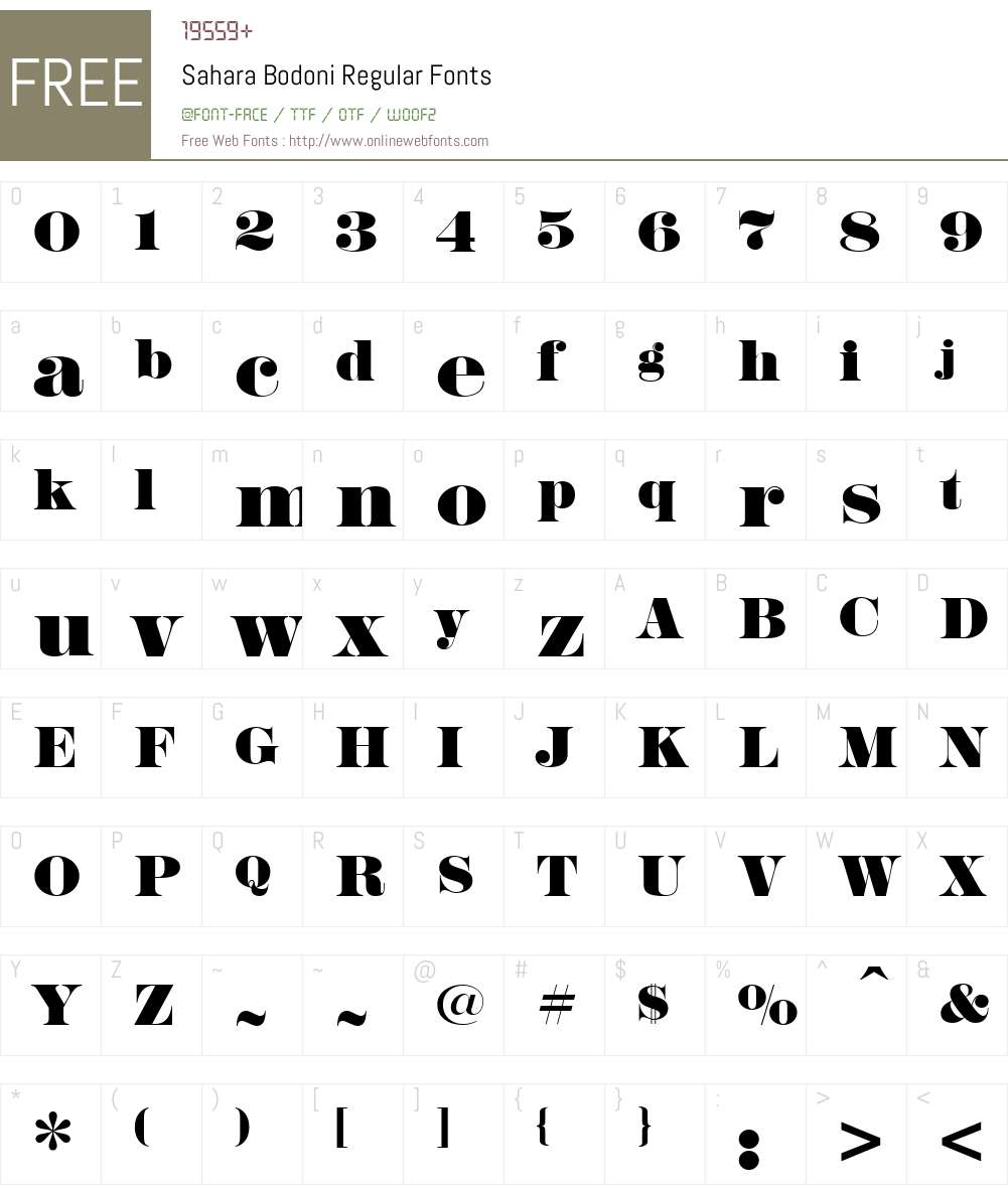 Sahara Bodoni Font Screenshots