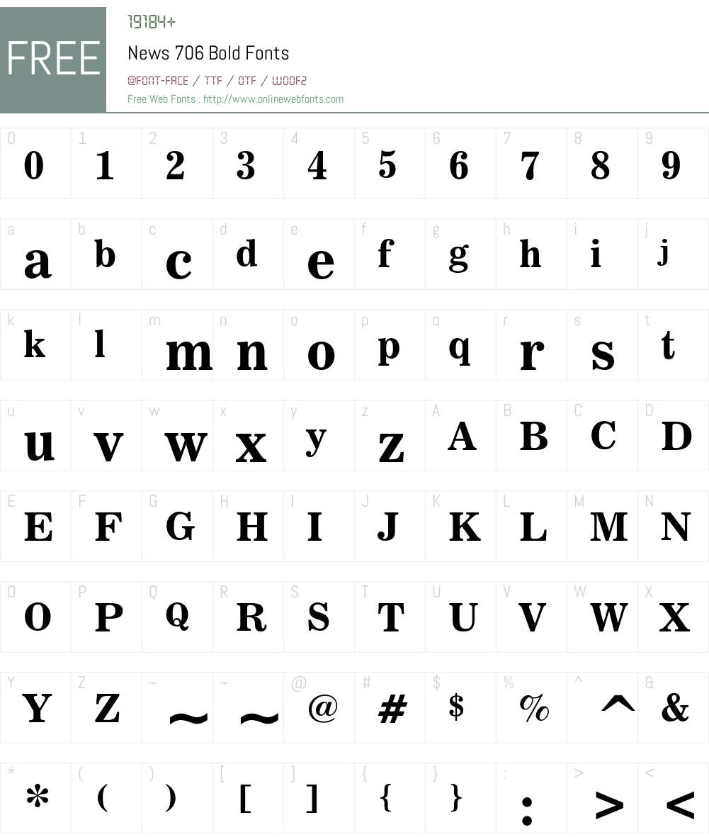 News 706 Font Screenshots
