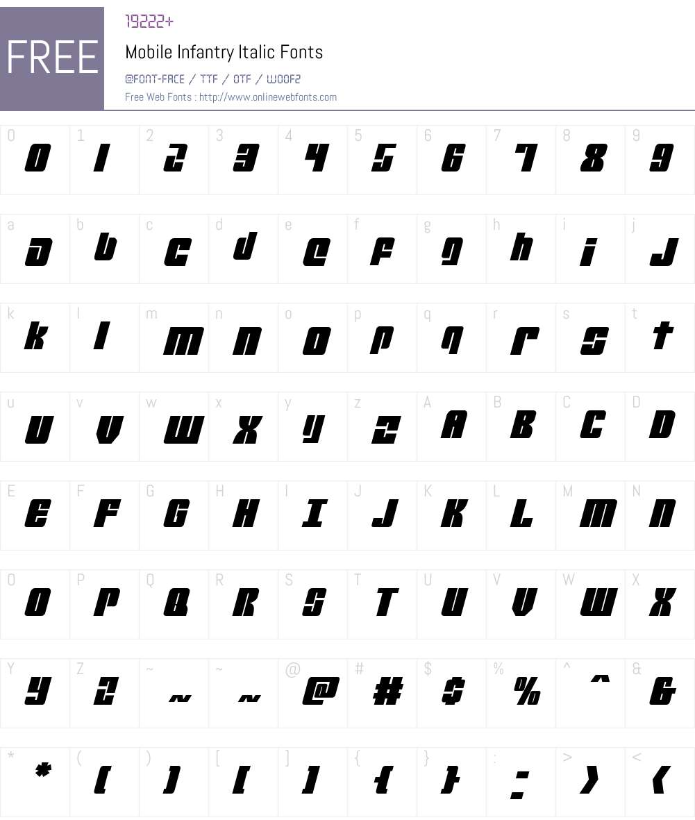 Mobile Infantry Italic Font Screenshots