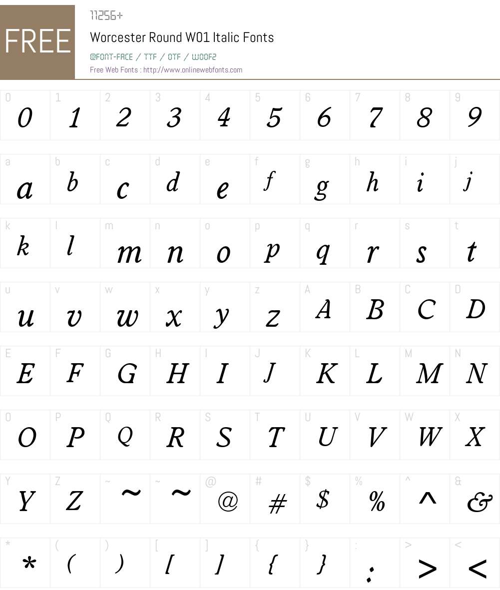 WorcesterRoundW01-Italic Font Screenshots