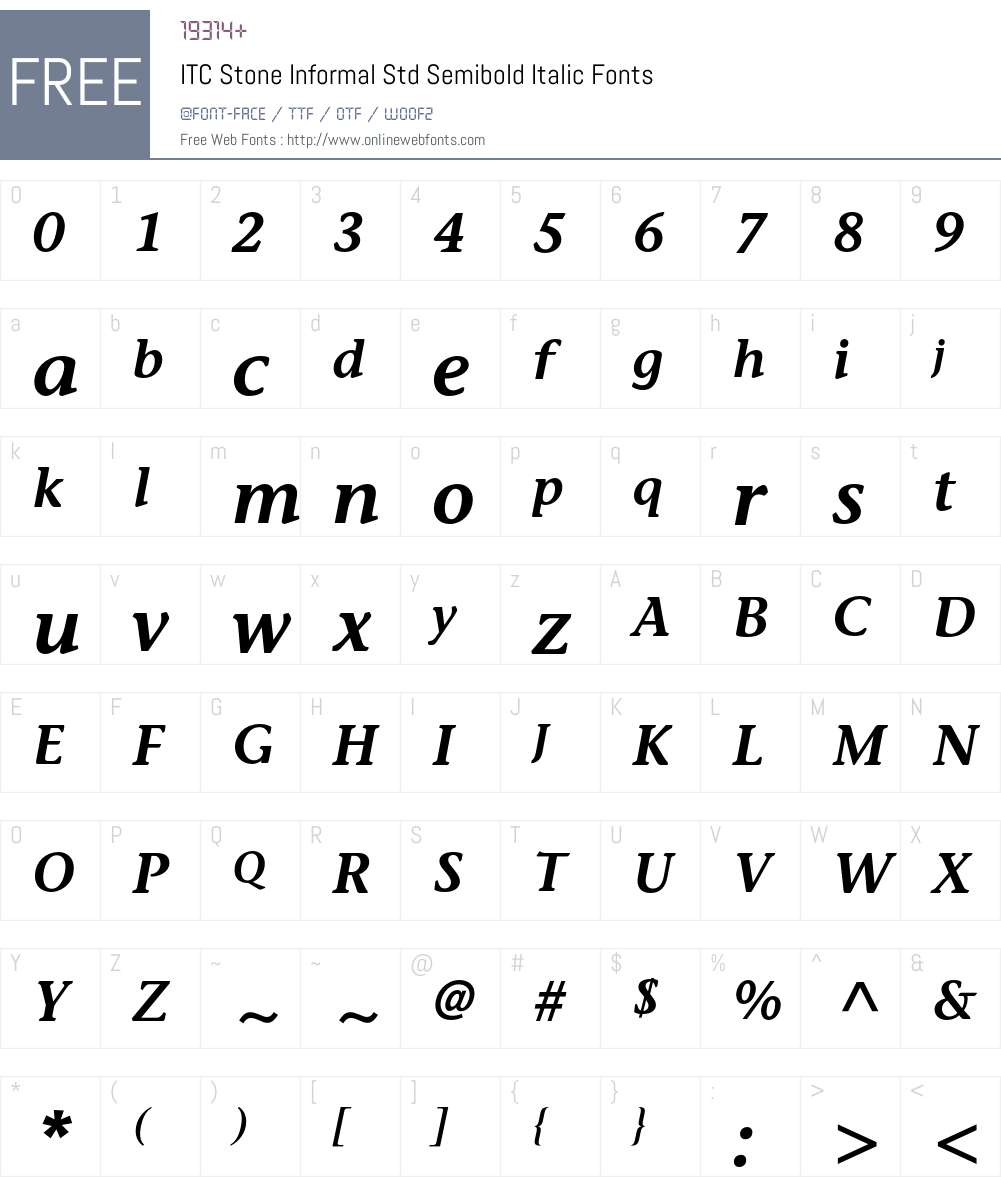 ITC Stone Informal Std Font Screenshots