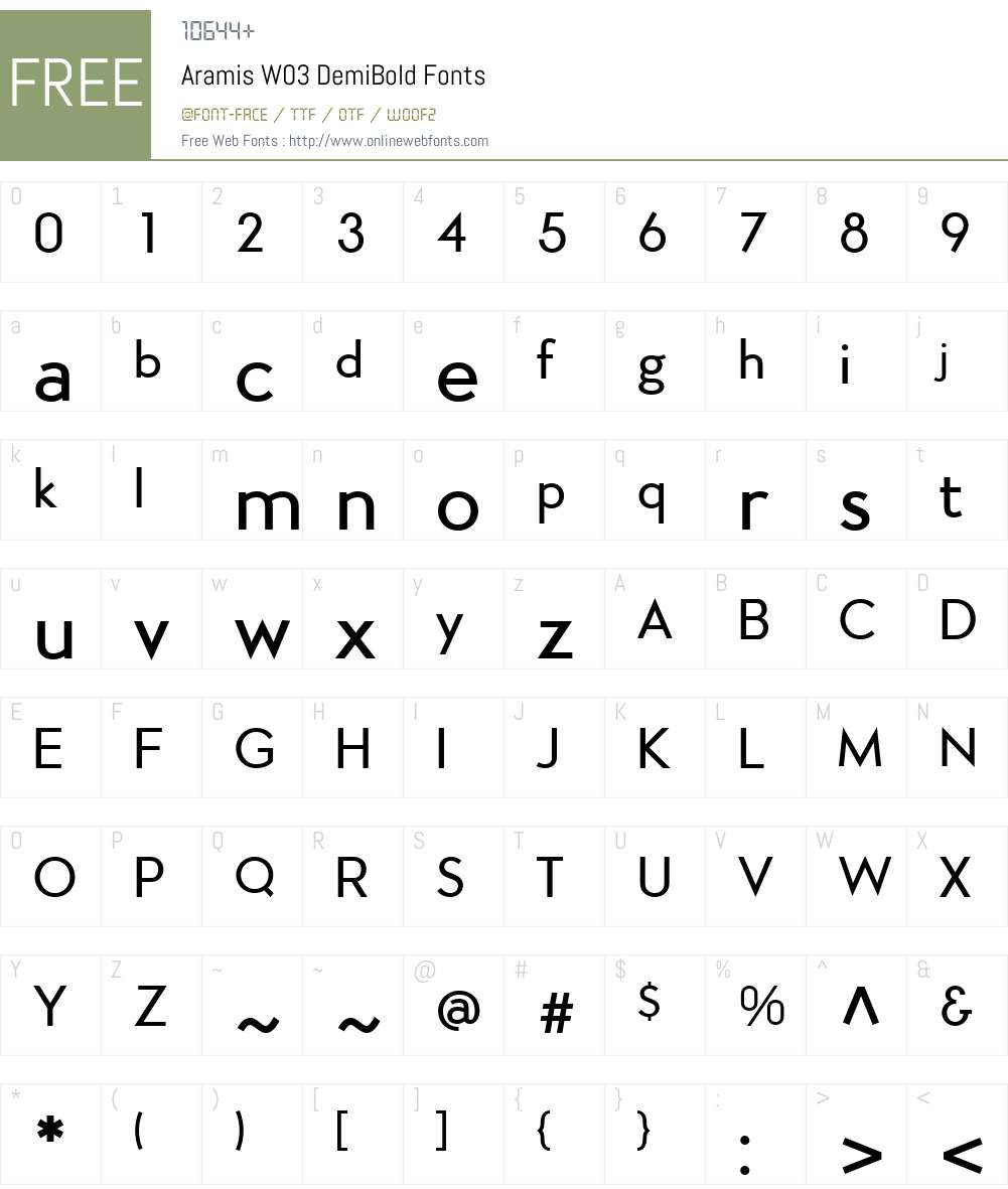 Aramis Font Screenshots