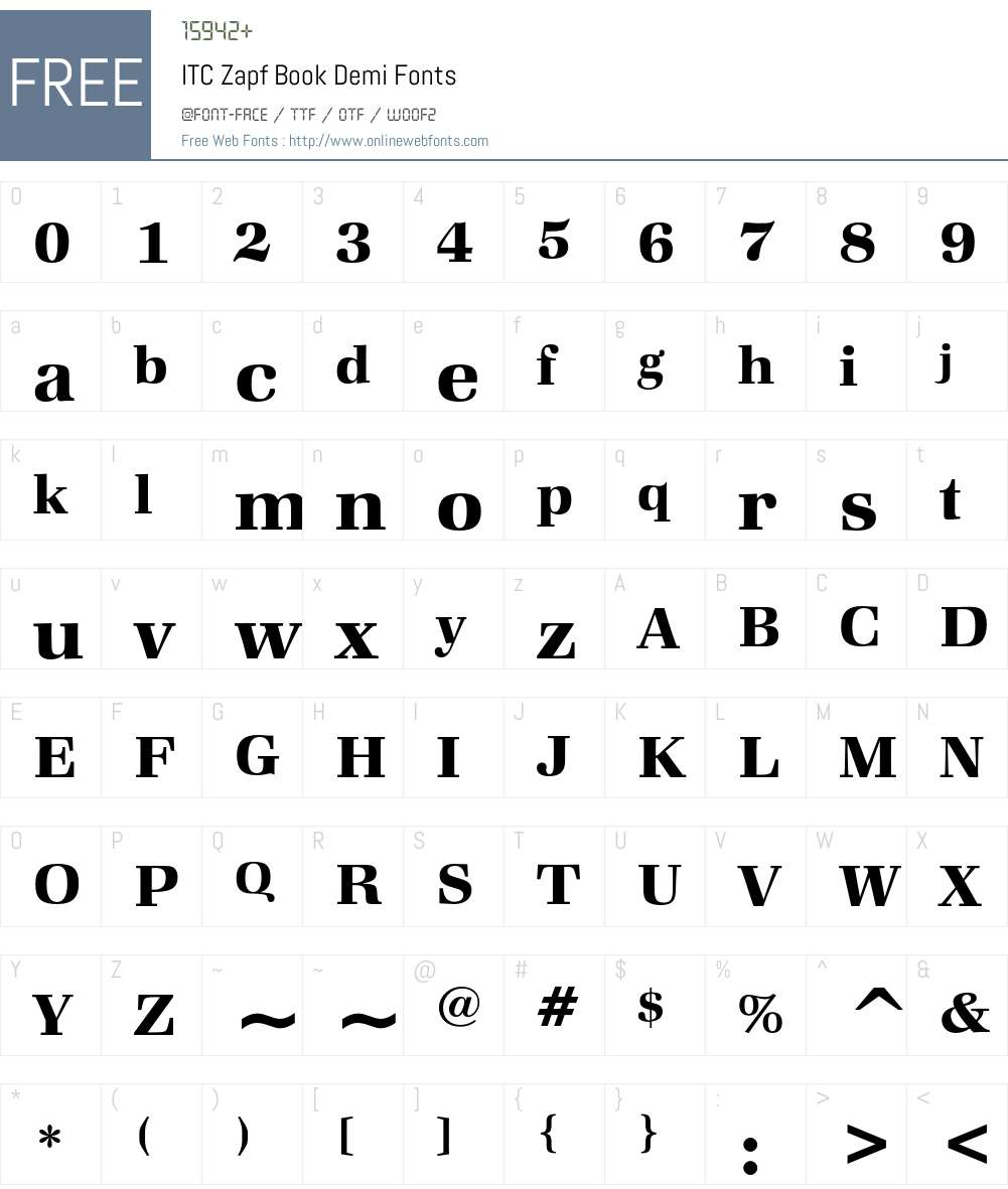ITC Zapf Book Font Screenshots