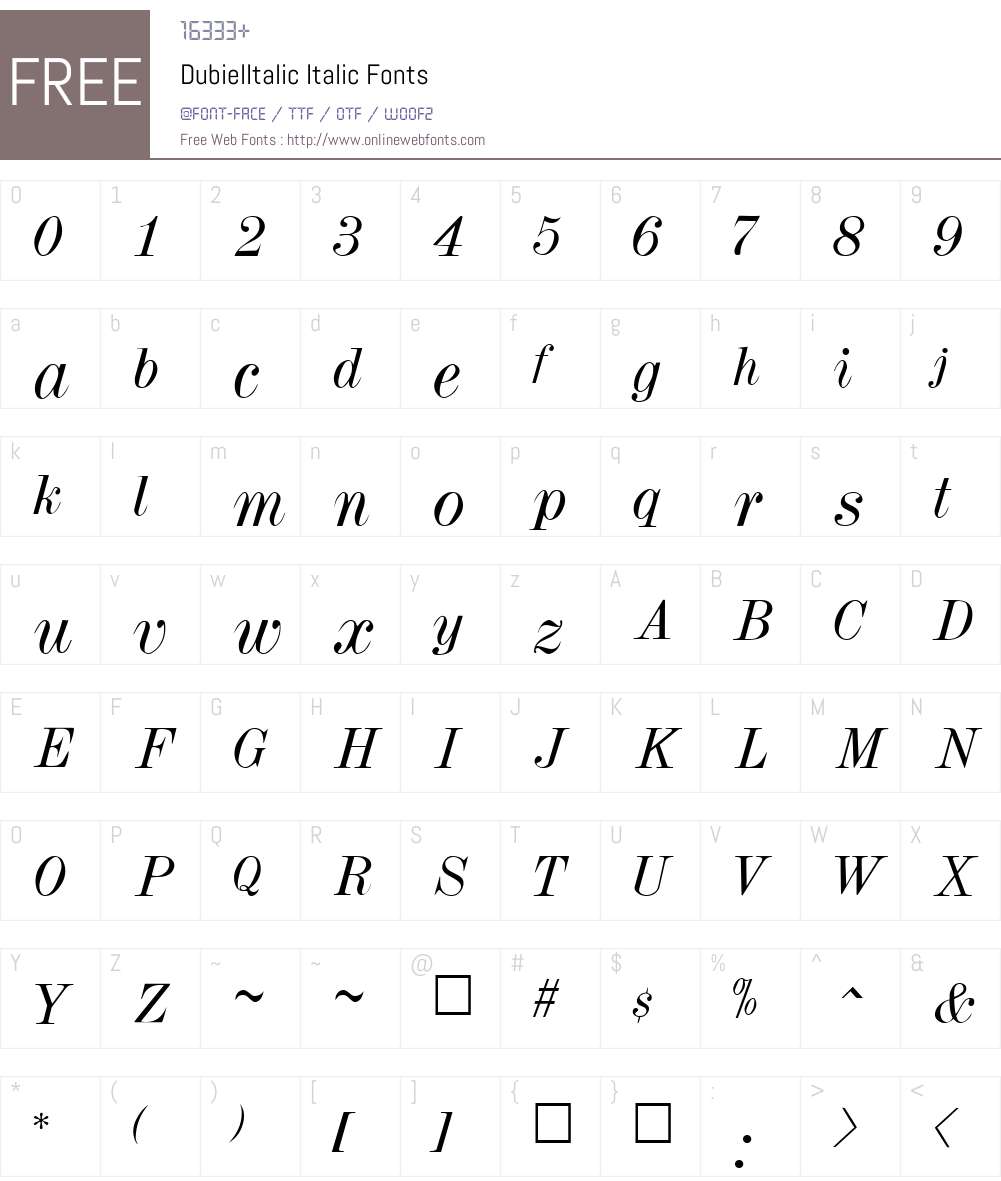DubielItalic Font Screenshots