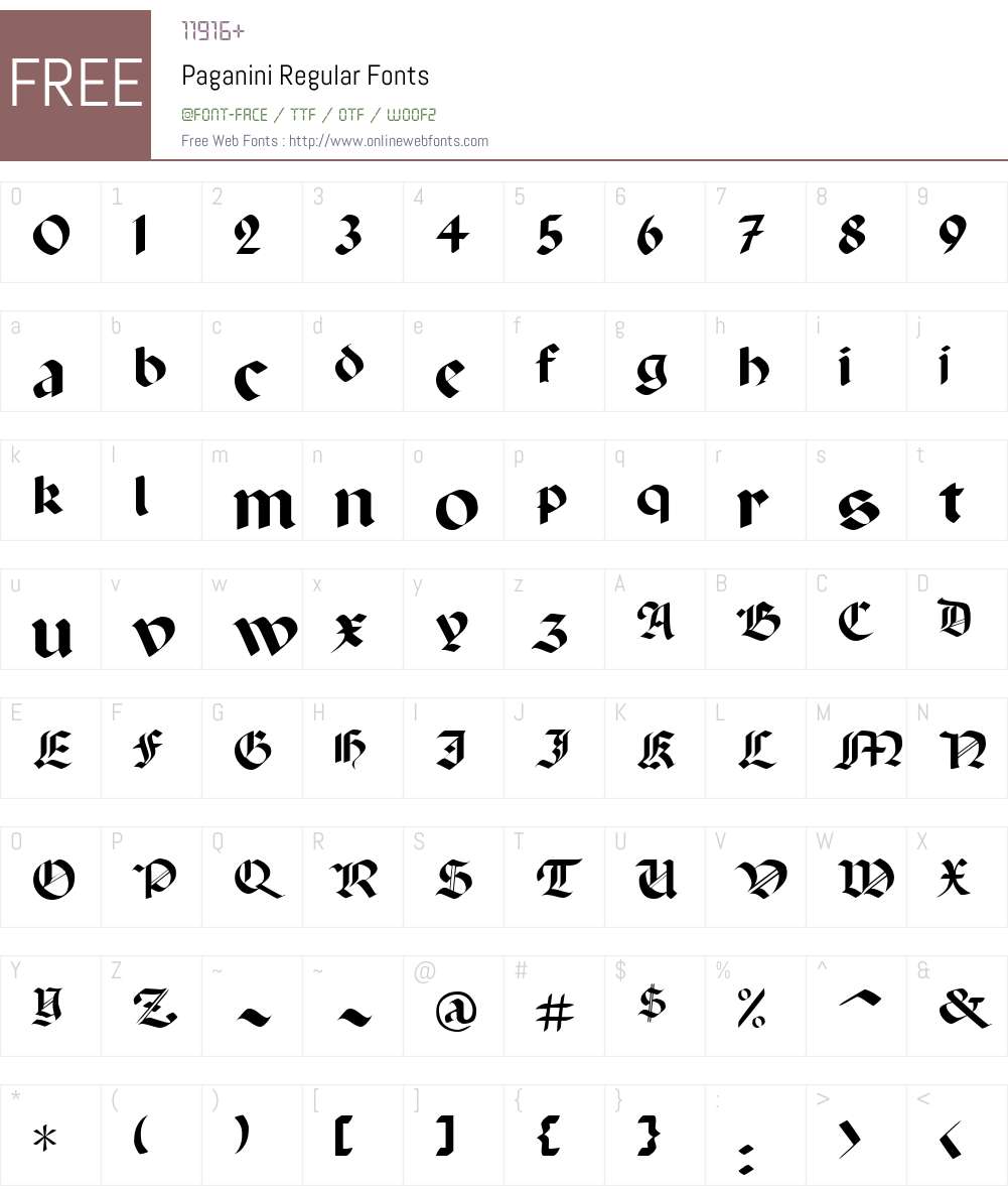 Paganini Font Screenshots