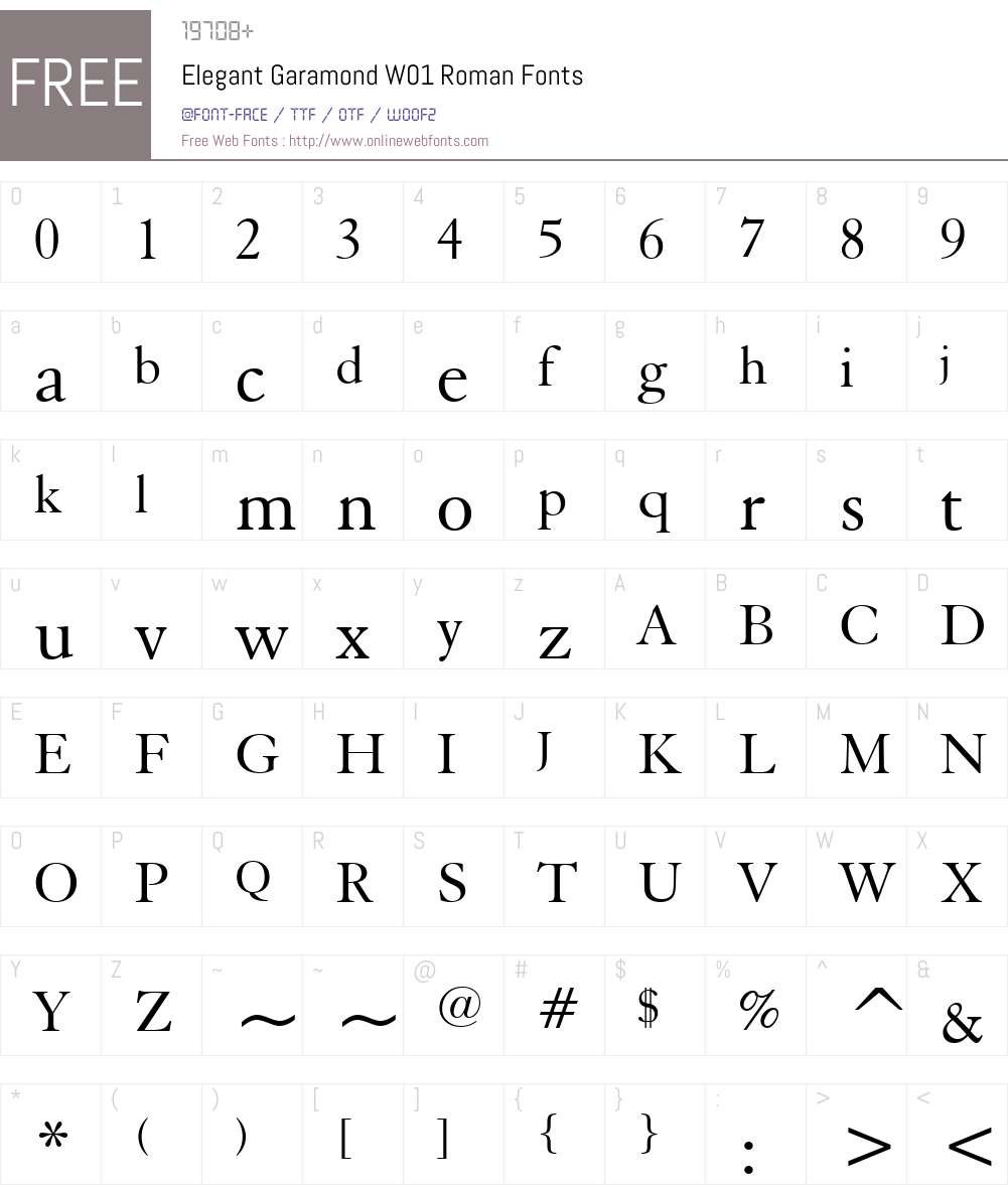 ElegantGaramondW01-Roman Font Screenshots