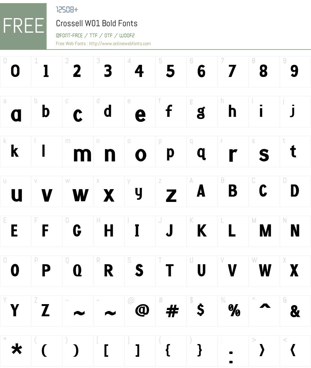CrossellW01-Bold Font Screenshots