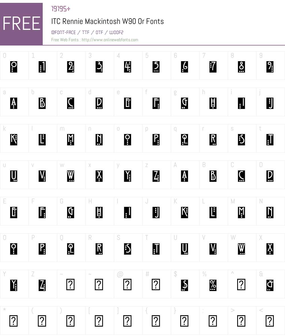 ITCRennieMackintoshW90-Or Font Screenshots