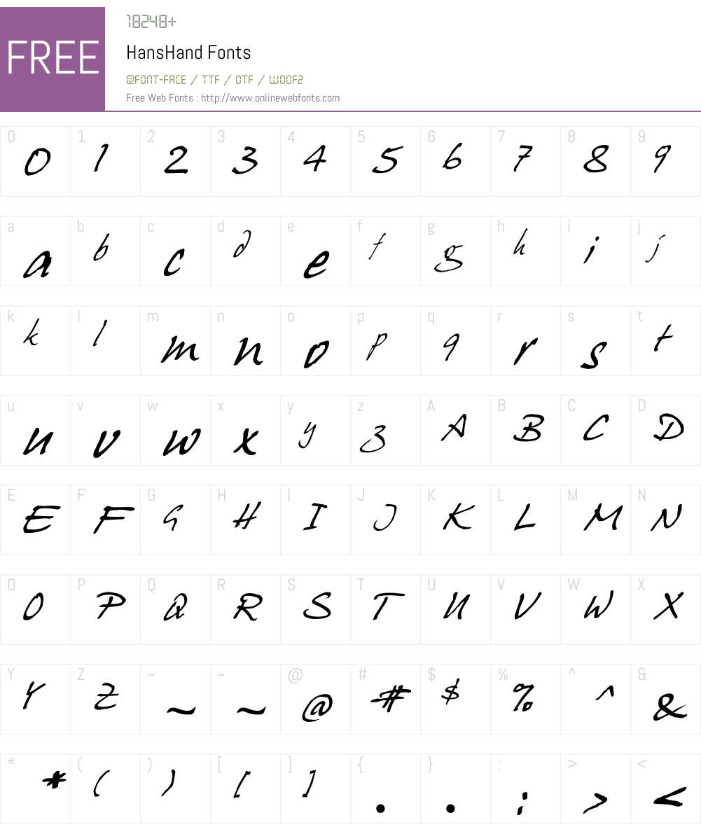 HansHand Font Screenshots