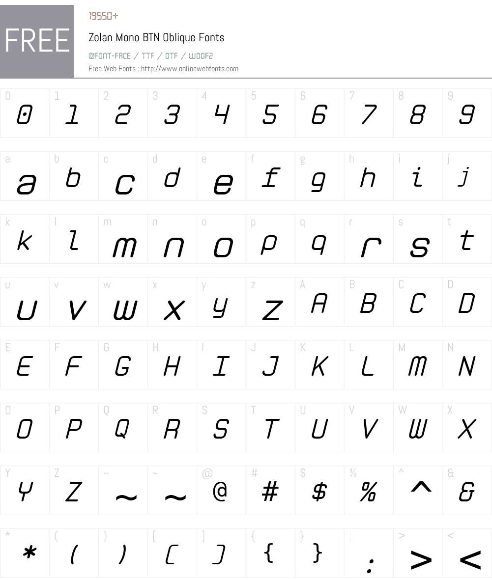 Zolan Mono BTN Font Screenshots