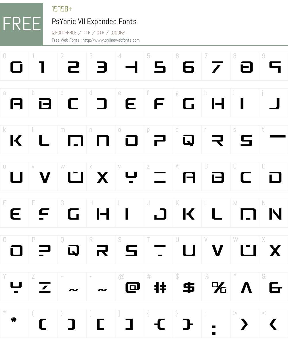PsYonic VII Expanded Font Screenshots