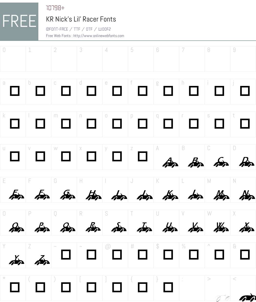 KR Nick's Lil' Racer Font Screenshots