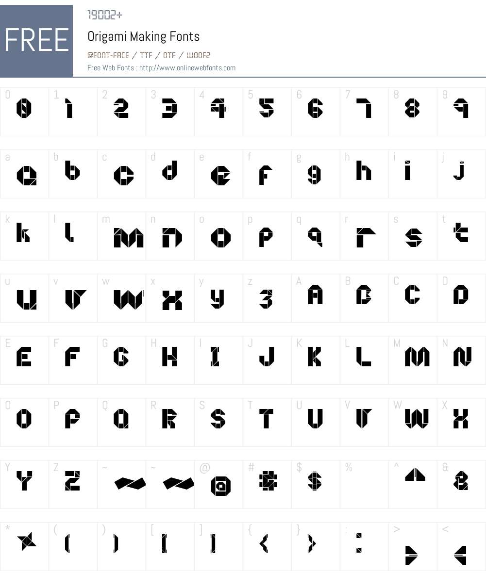 Origami Making Font Screenshots
